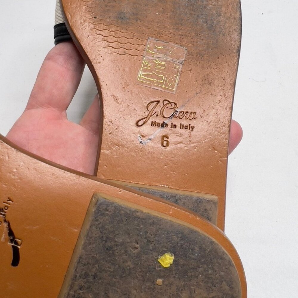J.Crew Slide Sandals in Canvas and leather black Size 6 BH411 - Picture 7 of 8